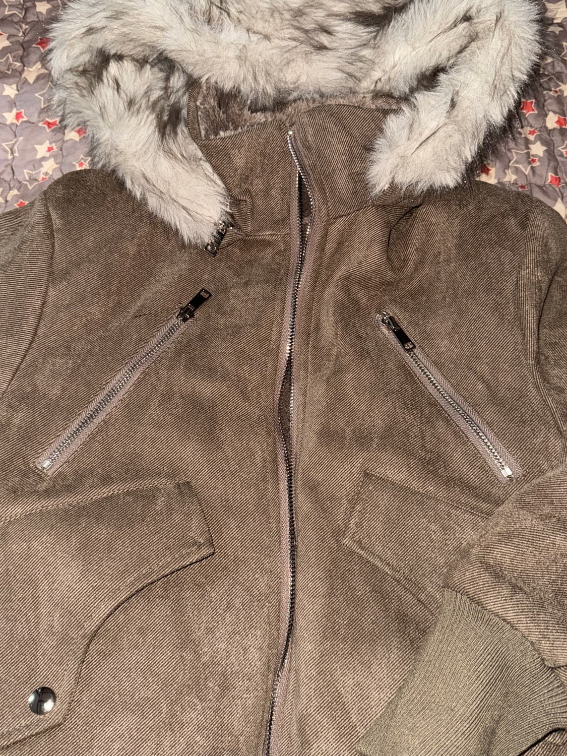 털자켓 오네갸루 퍼후드 라떼갸루 상품이미지2