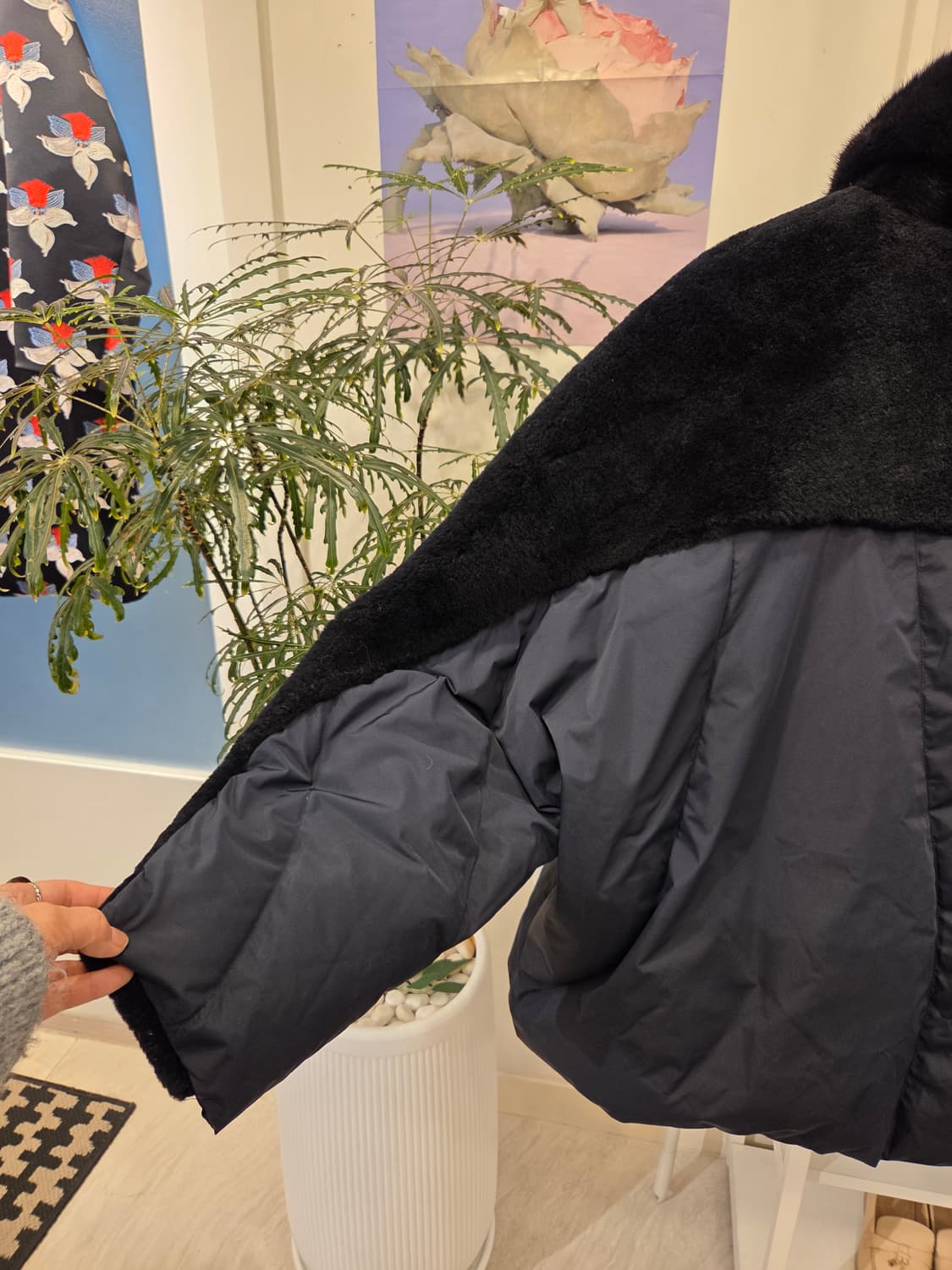 르베이지 밍크카라 양모 패딩 구스 상품이미지10