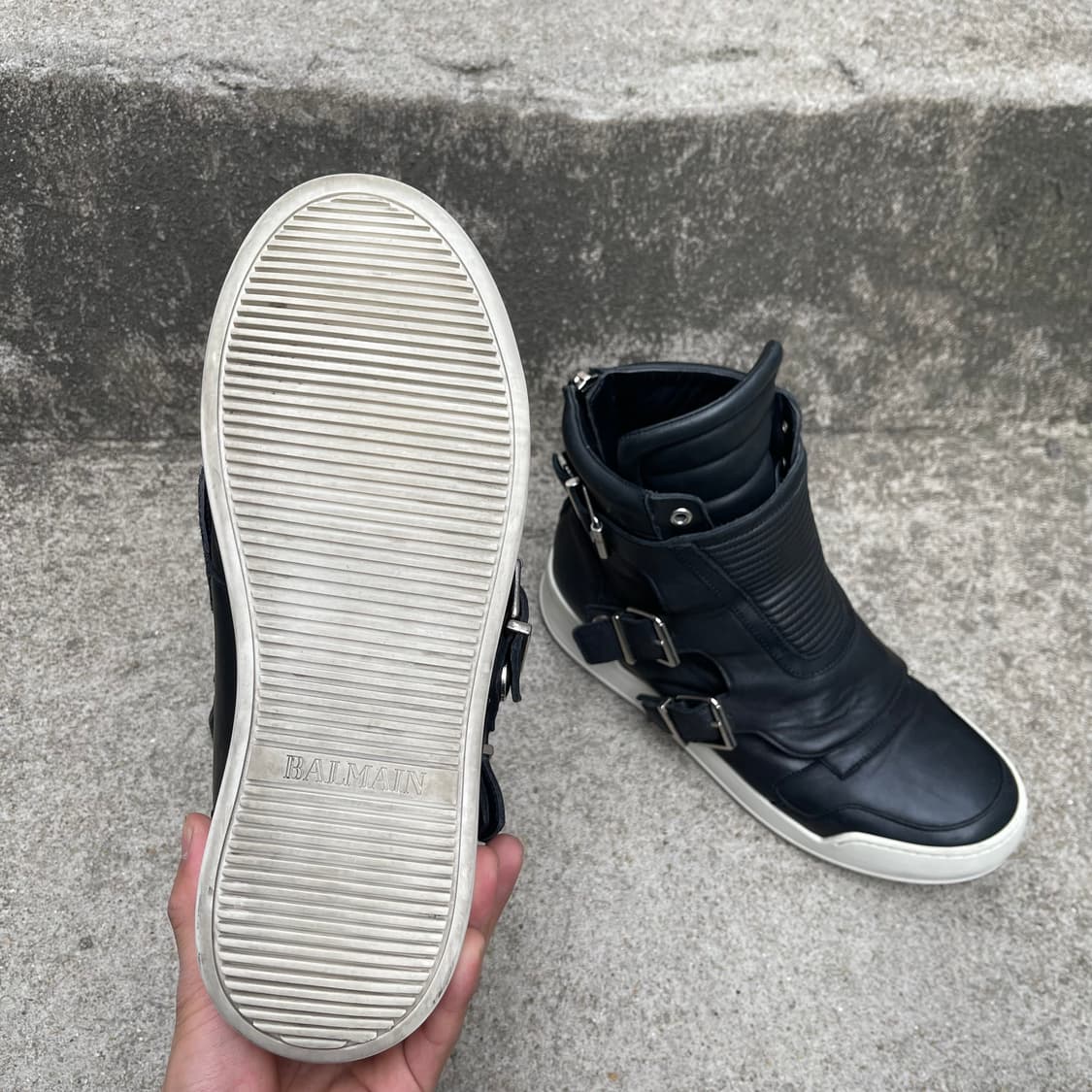 [41] Balmain 아카이브 블랙 레더 하이탑 스니커즈 (260) 상품이미지8