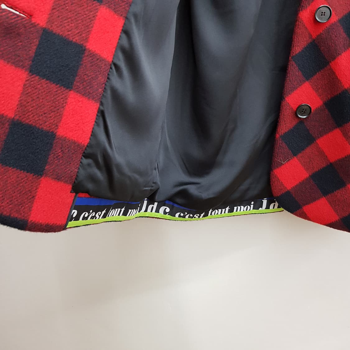 럭키슈에뜨 JDC 콜라보 레드 체크 울 자켓 36사이즈 상품이미지6