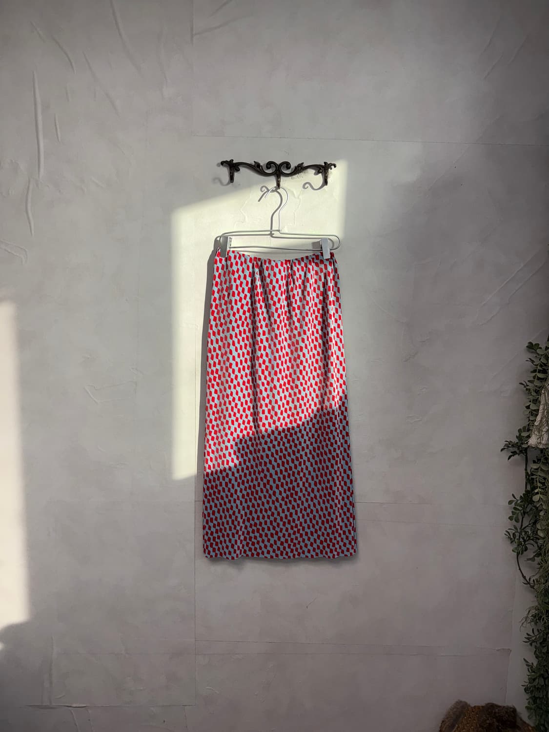 Blue red check stretch pleats skirt 상품이미지1