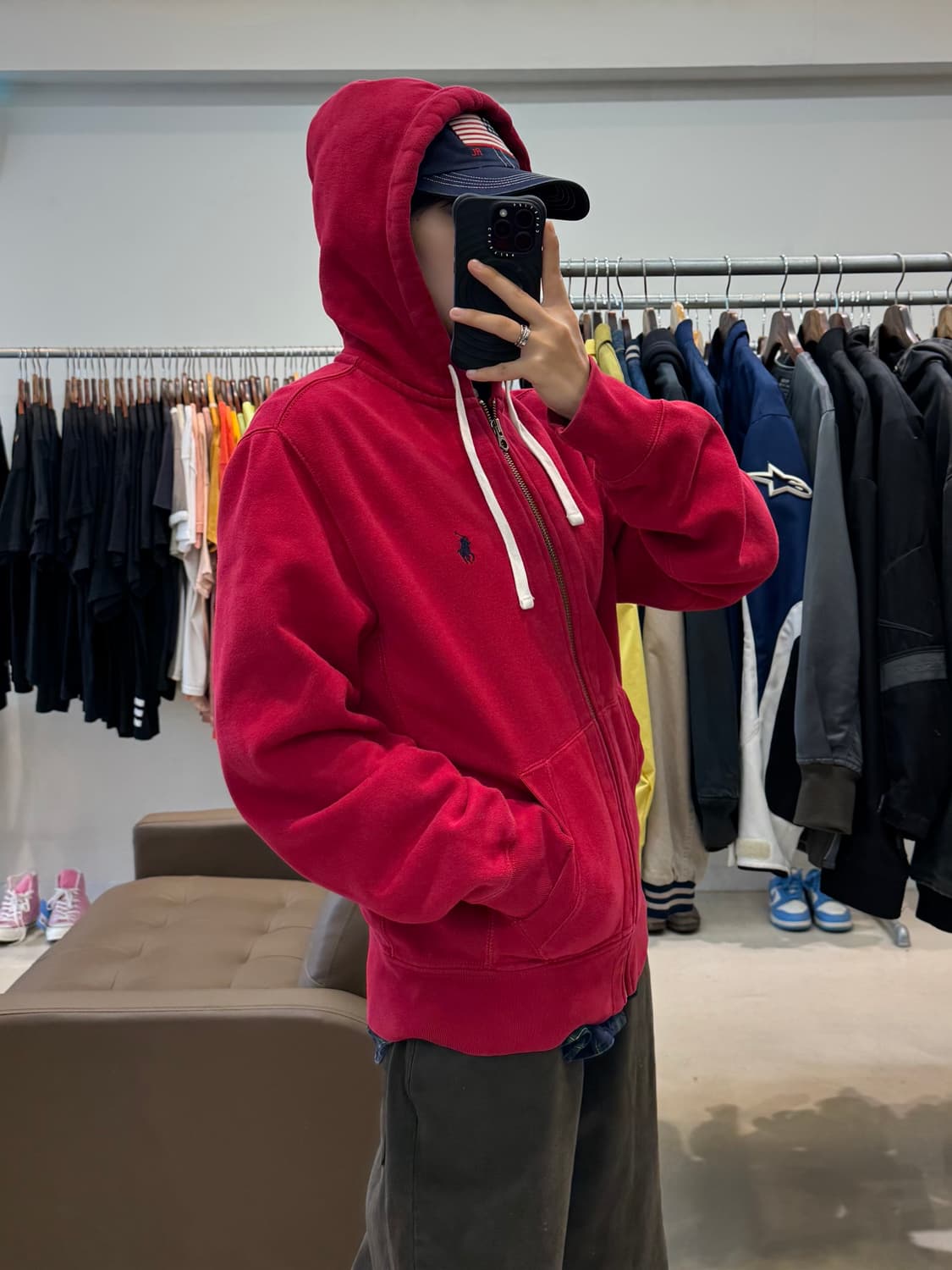 폴로 랄프로렌 와플 후드집업 레드 상품이미지5