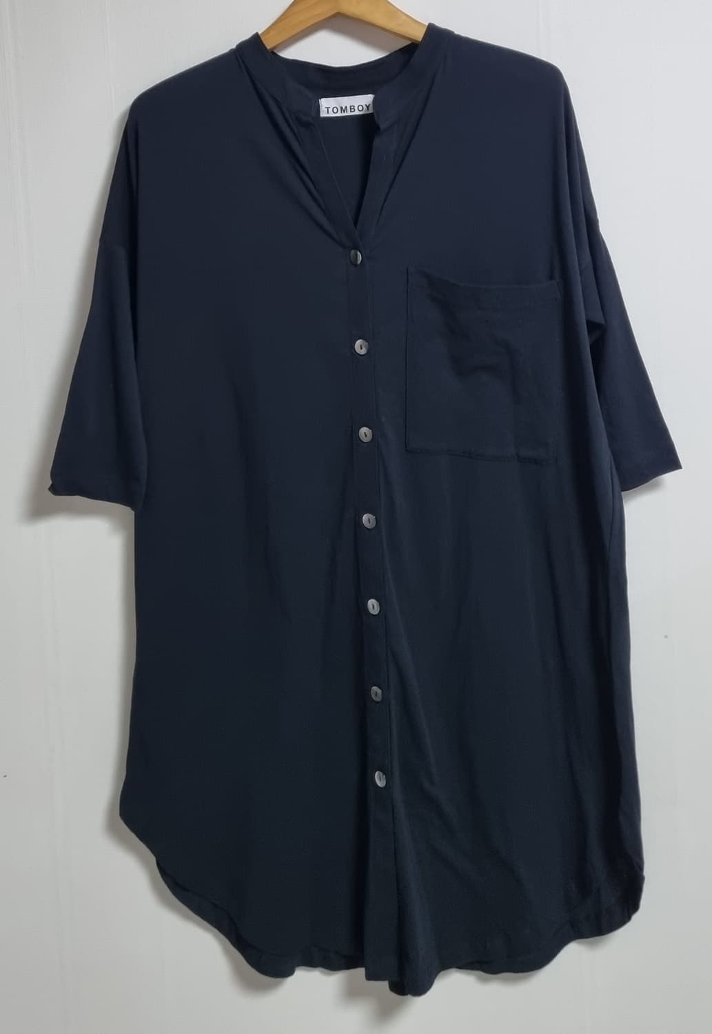 실측 L (77) 톰보이 블랙 롱 가디건 상품이미지1