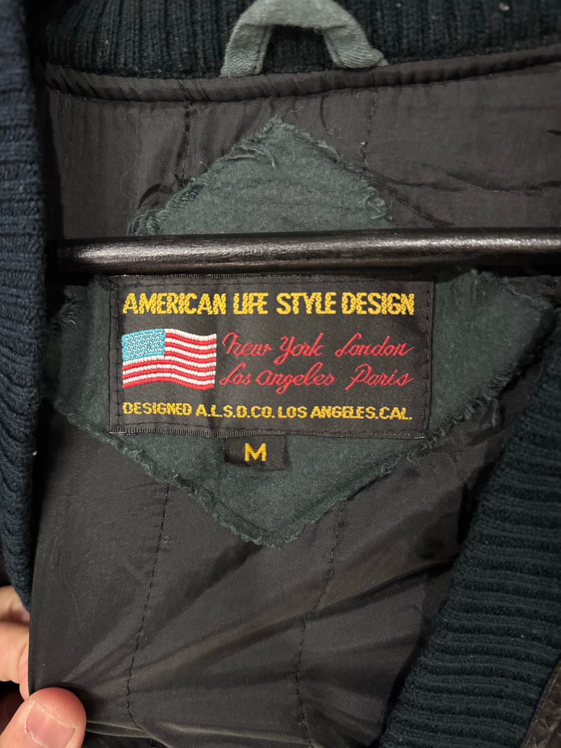 90s A.L.S.D Co 레더 디테일 니트 믹스 자켓  상품이미지2