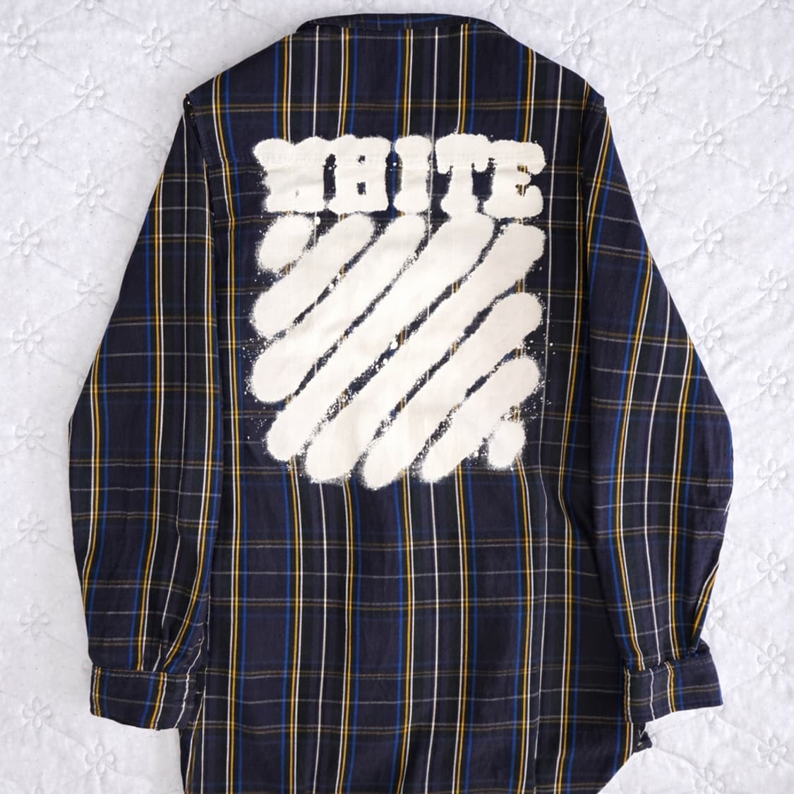 오프화이트 블루 타탄 체크 셔츠 L~XL 상품이미지2