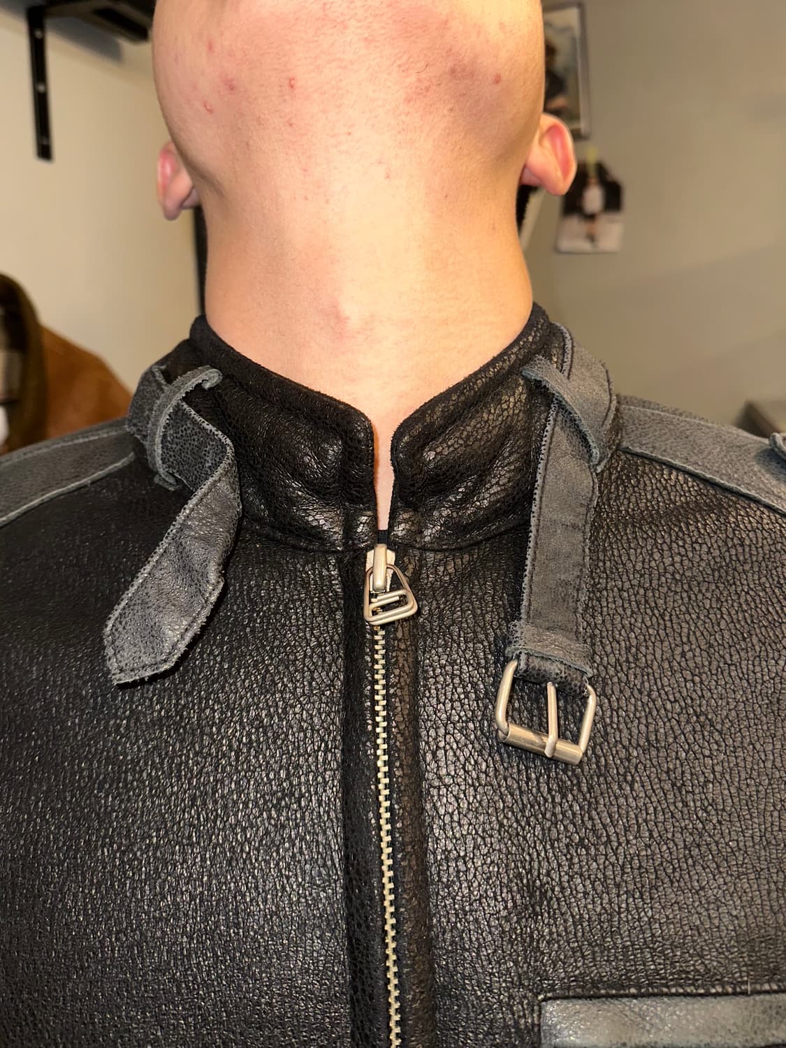 90’s Japanese leather rider shape jacket 상품이미지4