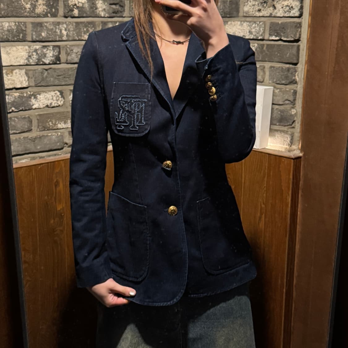XS) 폴로 랄프로렌 인디고 데님 금장 블레이저 자켓 상품이미지10