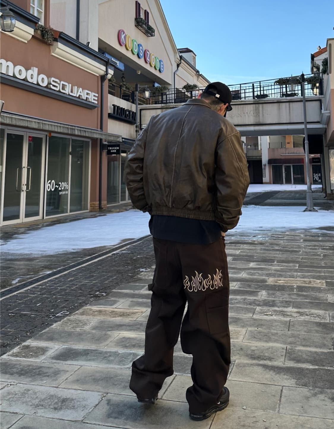 불꽃 더블니 캔버스 벌룬 팬츠 상품이미지2