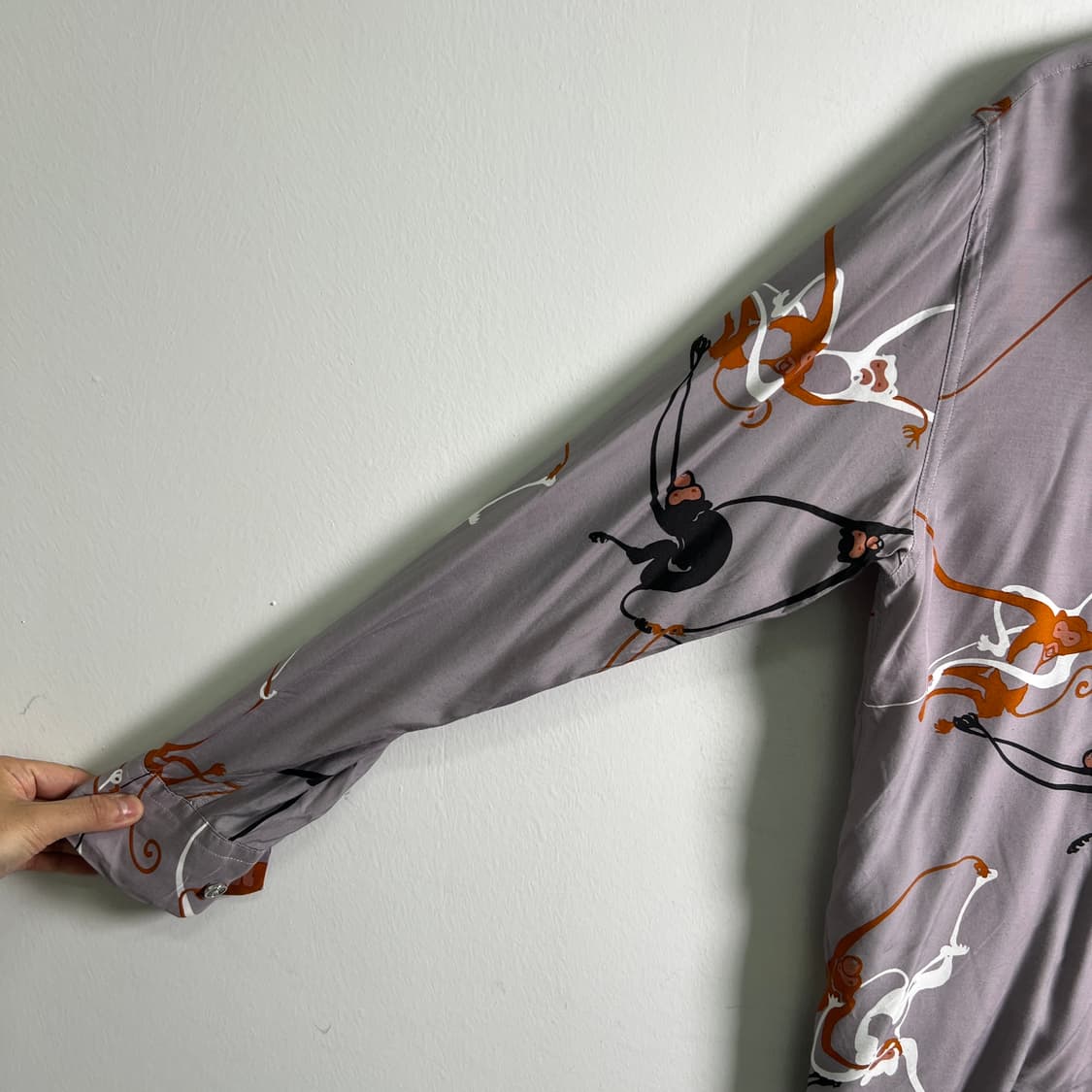 dry bones 드라이 본즈 몽키 패턴 오픈 칼라 셔츠 M 상품이미지7