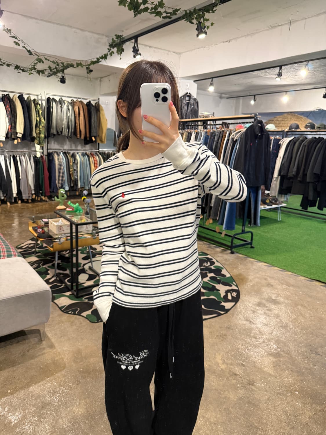 폴로 랄프 로렌 스트라이프 와플 코튼 롱 슬리브 상품이미지1