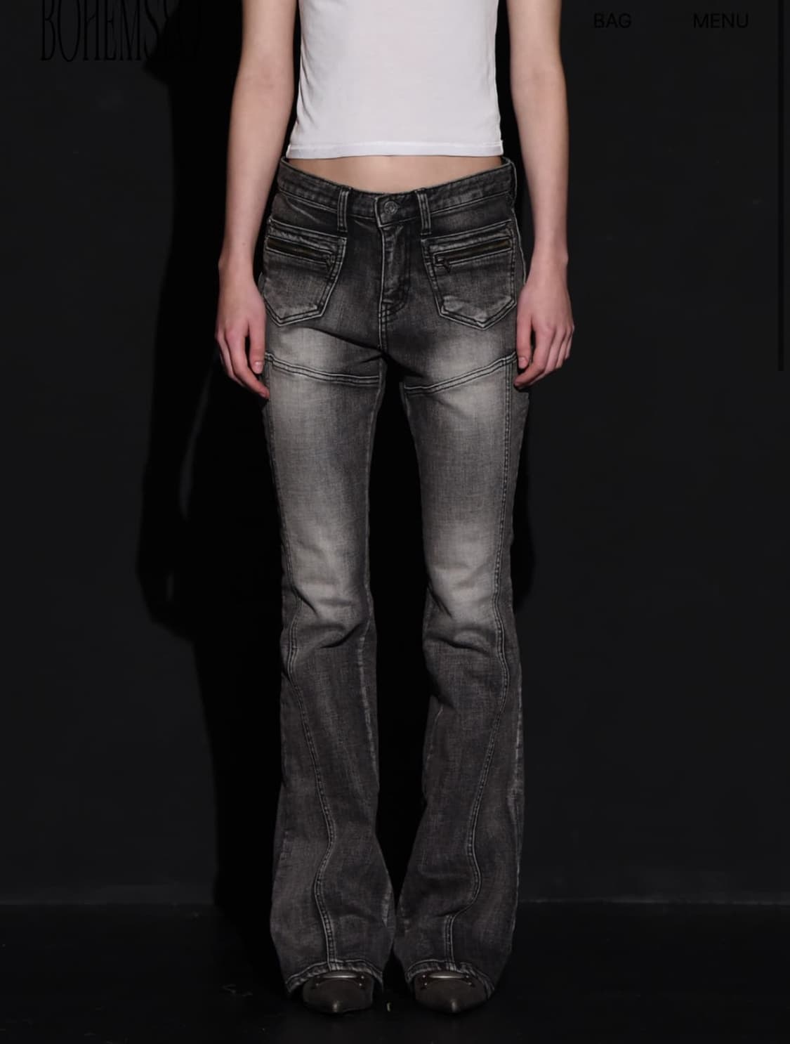 FRONT POCKET BOOTS CUT DENIM PANTS, GRAY 상품이미지1