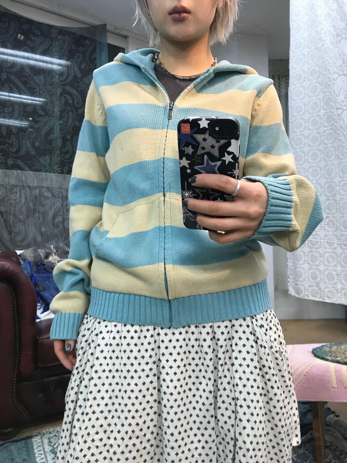 Tbj 여성 스트라이프 니트 후드집업  상품이미지2