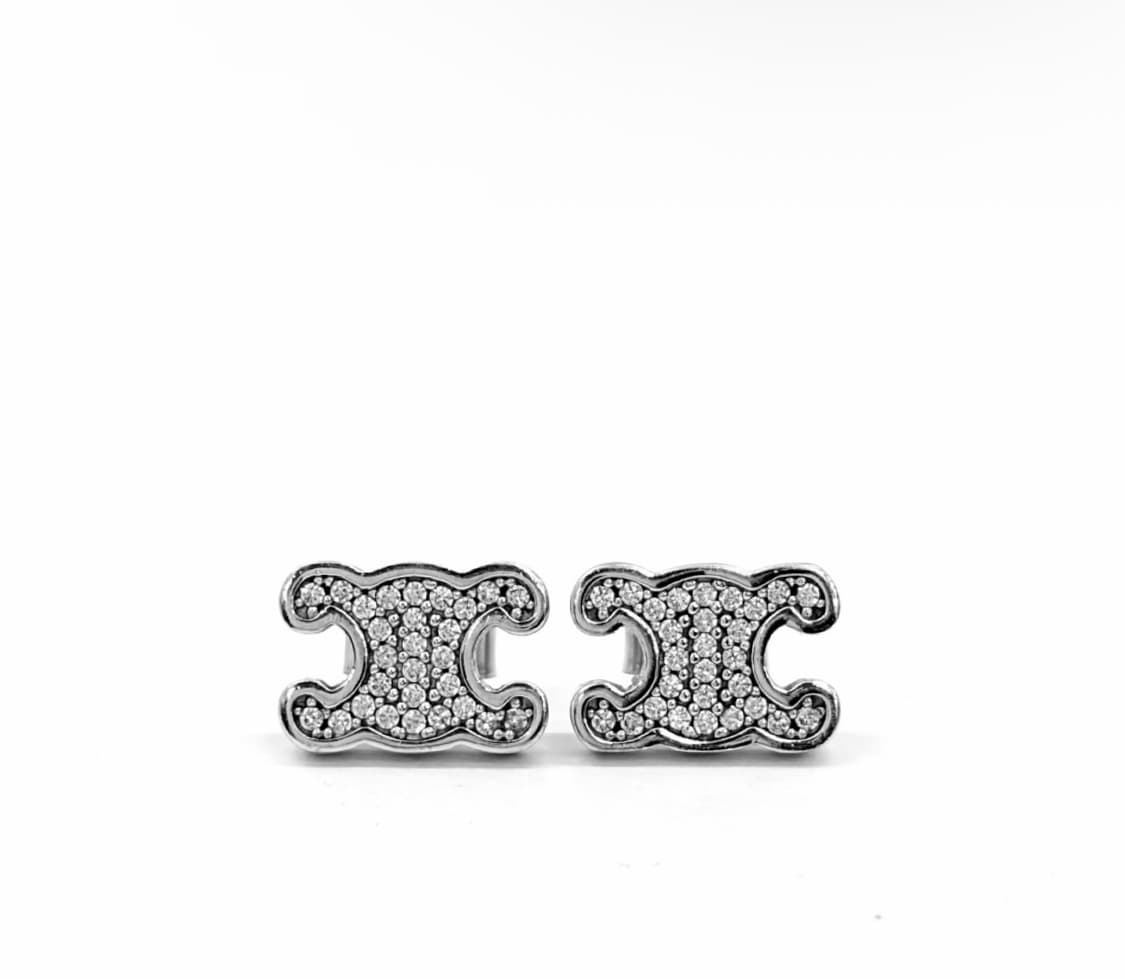 OS] 셀린느 여성 트리옹프 라인스톤 크리스탈 귀걸이 이어링 피니쉬 실버 상품이미지1