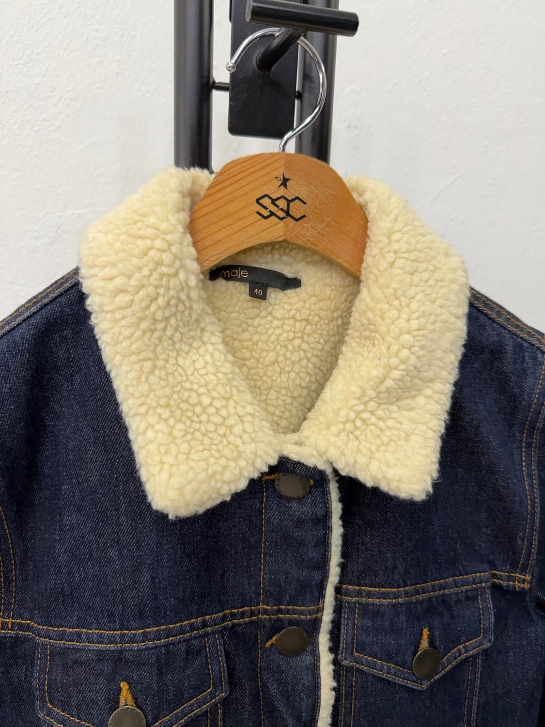 정품) 마쥬 여성 양털 데님 청자켓 40 상품이미지4