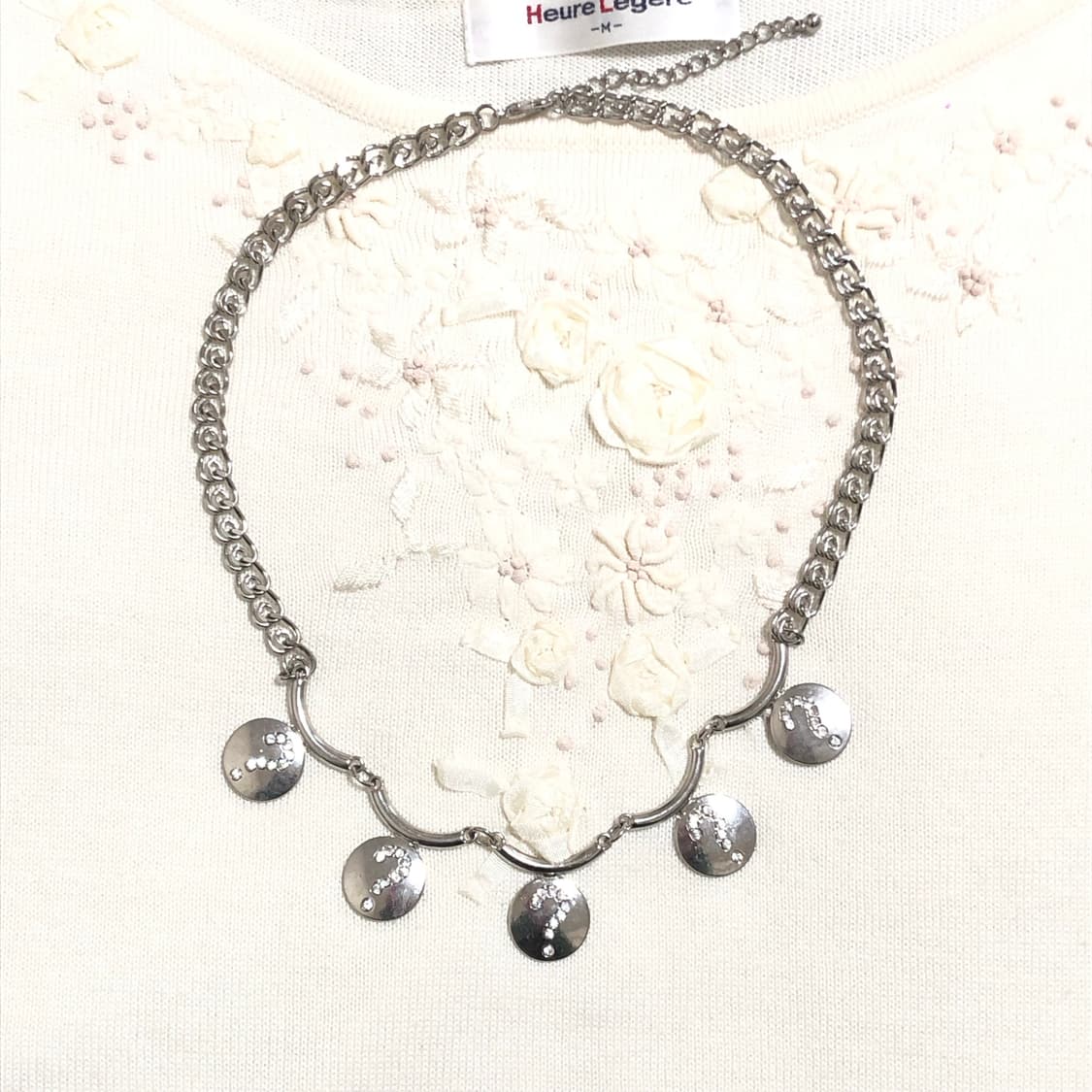 빈티지 긱시크 페어리 오리엔탈 갸루 펑크 실버 물음표 목걸이 상품이미지1