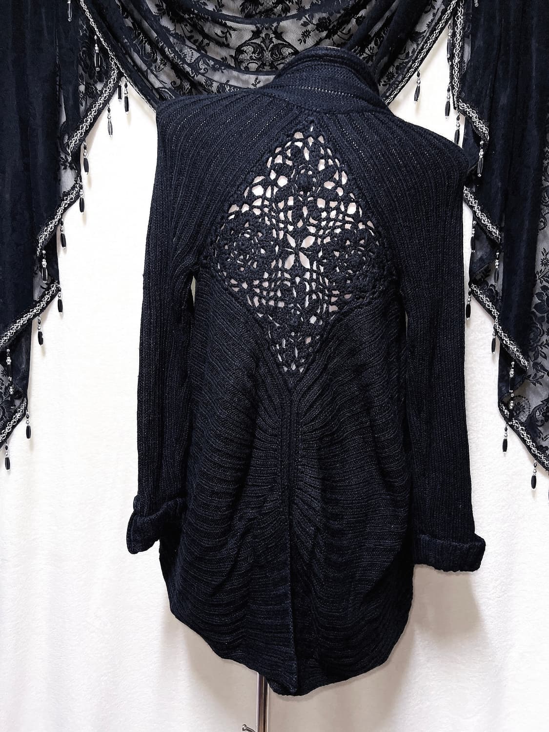 로맨틱고딕 고스펑크 오리엔탈 페어리그런지 블랙 니트 가디건 로브 핀터 상품이미지8