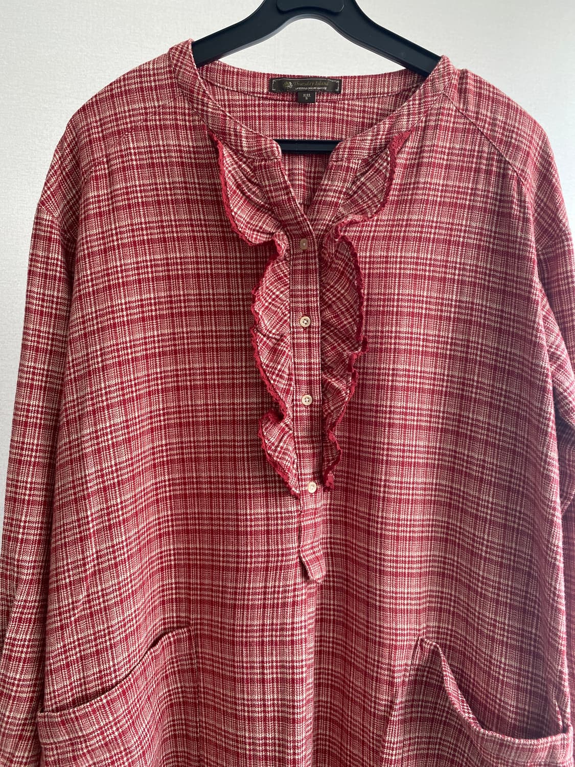 써스데이 아일랜드 체크 셔츠 원피스 S 상품이미지3