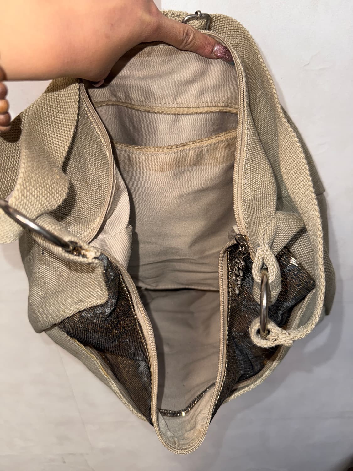 Gold beige glitter heart beads cross bag 상품이미지5