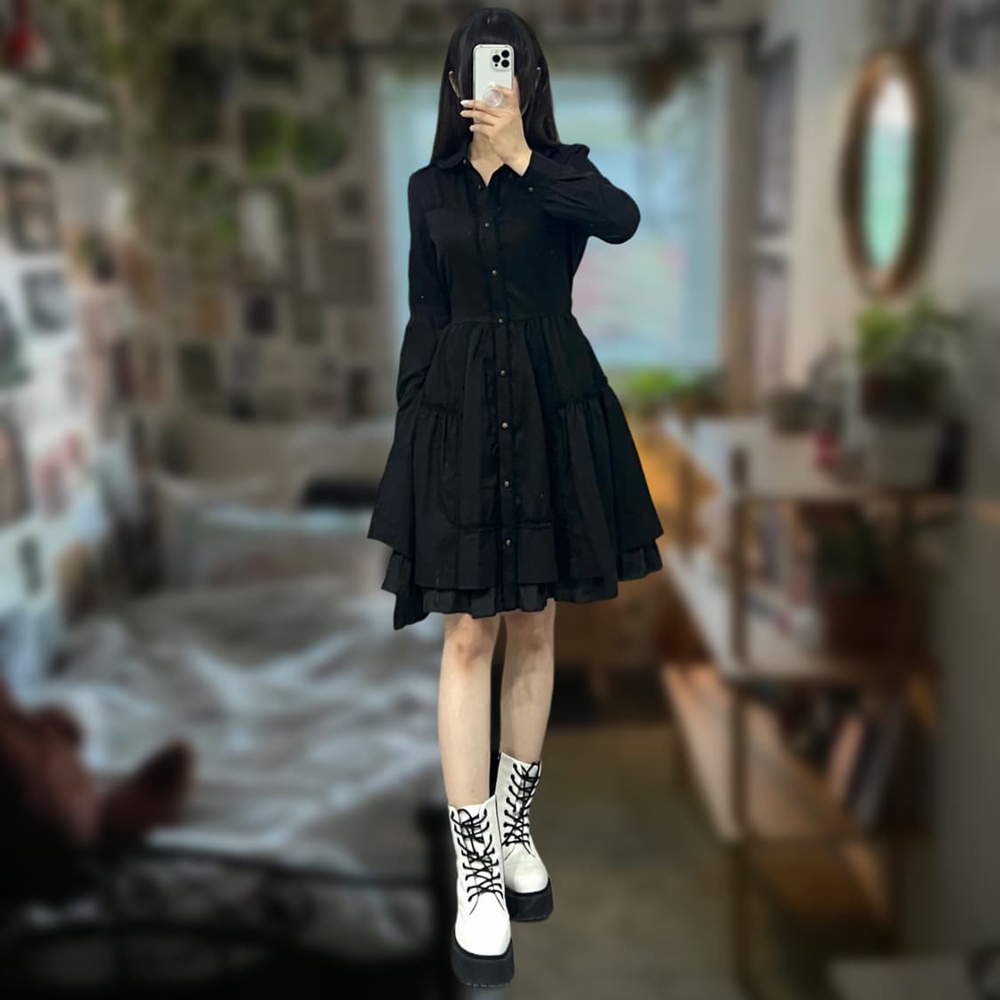 엑시즈팜 레이스디테일 티어드 원피스 상품이미지1