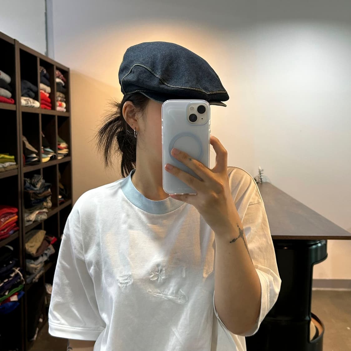 빈티지 데님 헌팅캡 상품이미지6