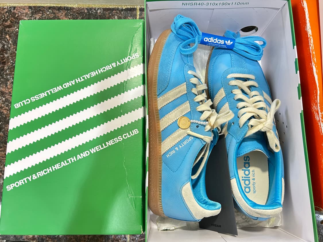 아디다스 x 스포티 앤 리치 삼바 블루 러쉬 크림 화이트 상품이미지5