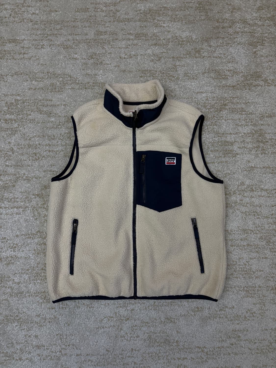 [L] Levis 리바이스 양털 후리스 조끼 베스트 아이보리 상품이미지1