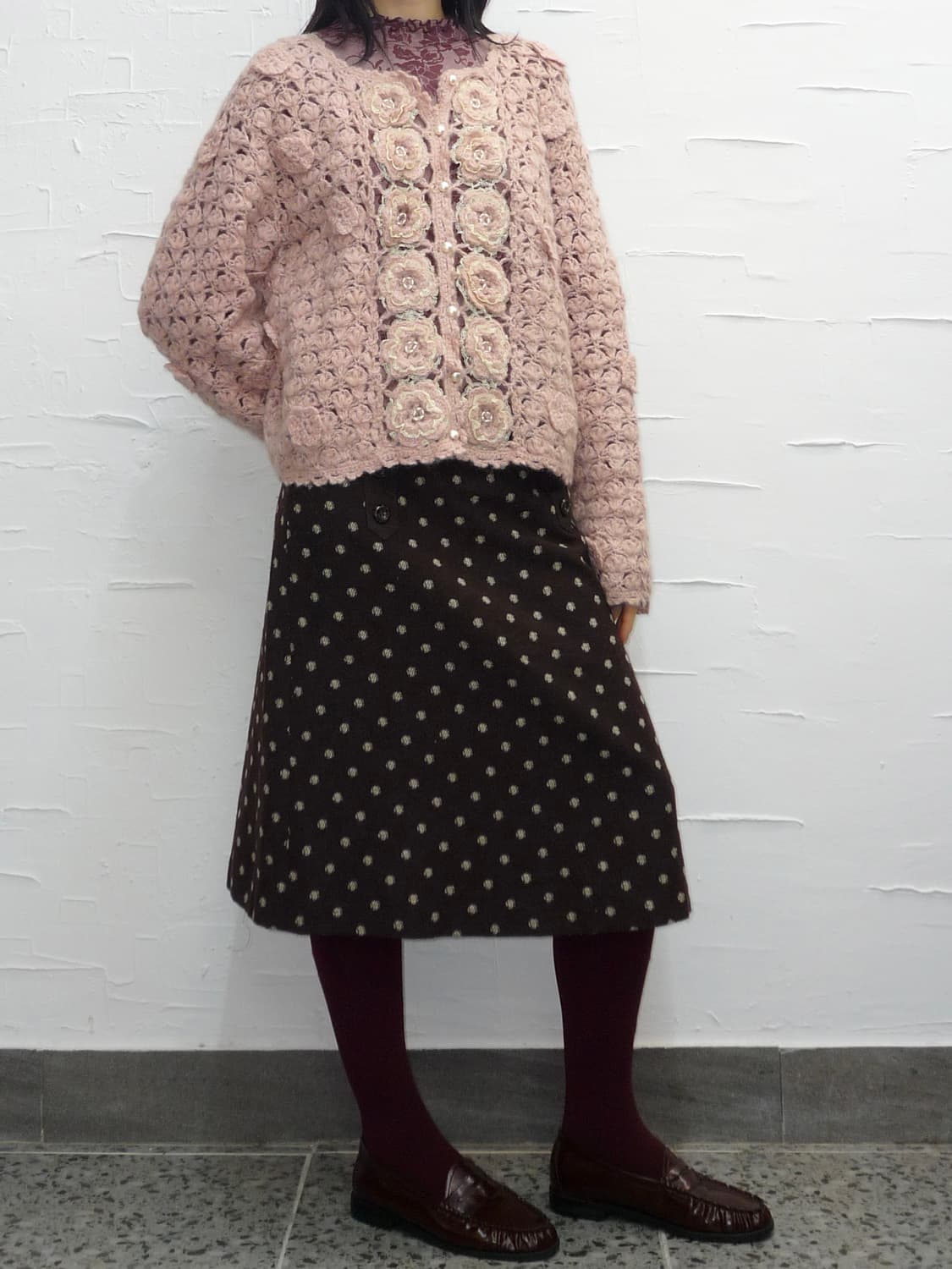 Chocolate buttons dot skirt 상품이미지2