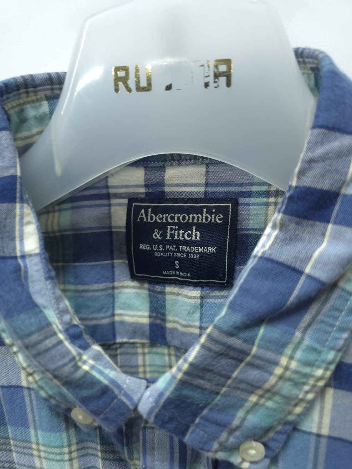 아베크롬비 남성 블루 체크 남방 봄가을 셔츠(95) 상품이미지4