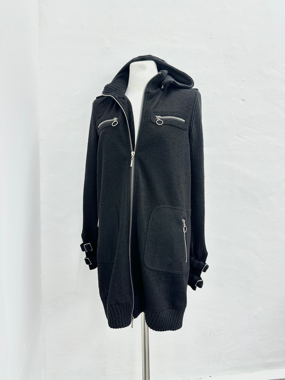 Vintage 2 way knit hood jacket 상품이미지2