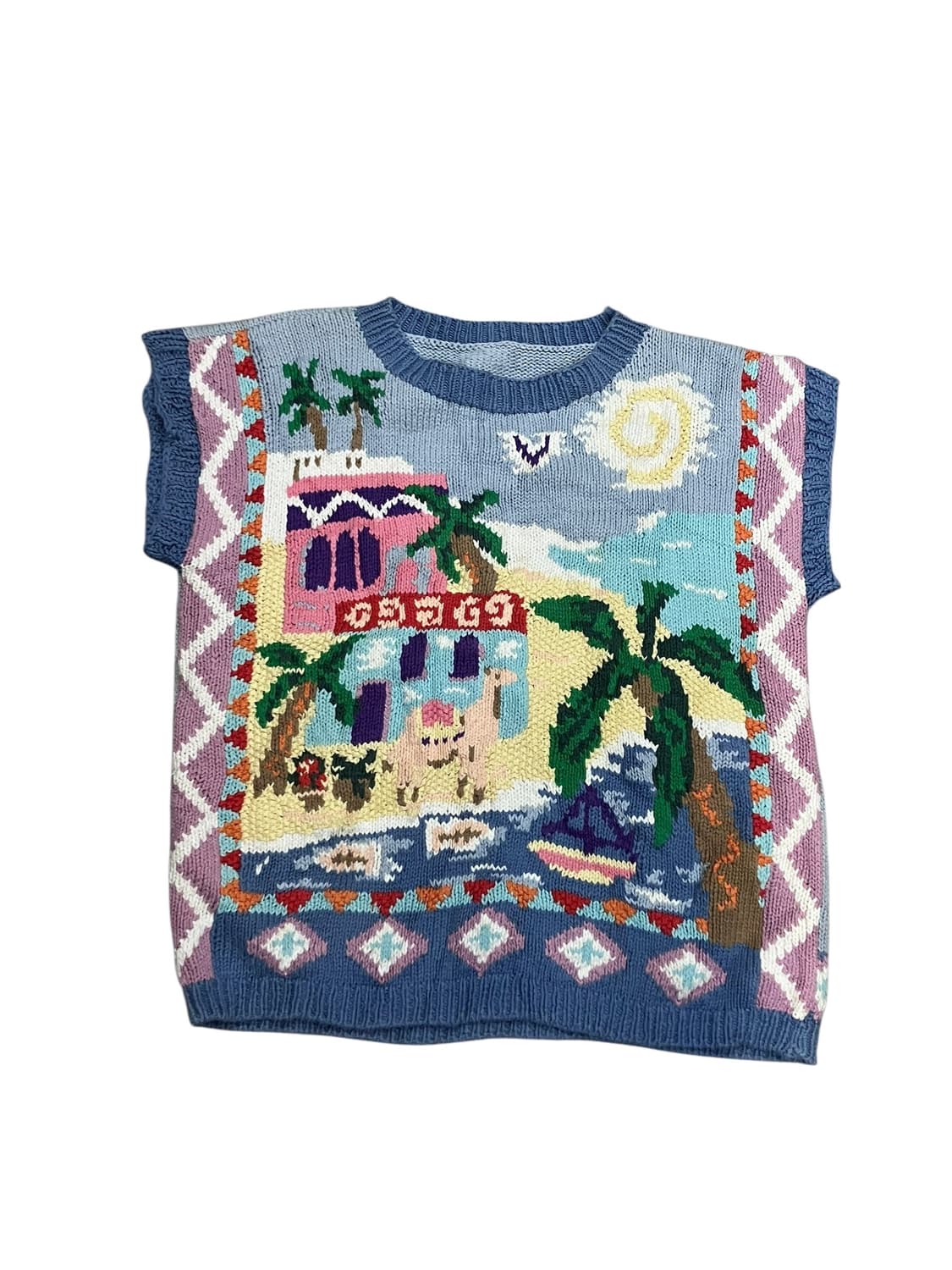 빈티지 뜨개 반팔 니트 블루  #csz3453 상품이미지3