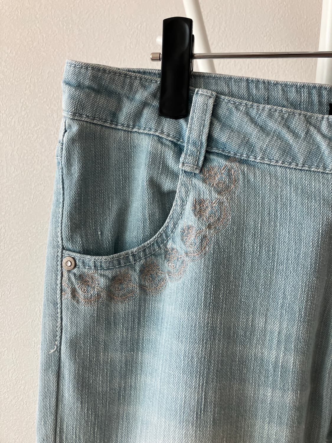 일본빈티지 Ryuryu 밑단 레이스 러플 장식 카프리팬츠 7부바지 상품이미지3