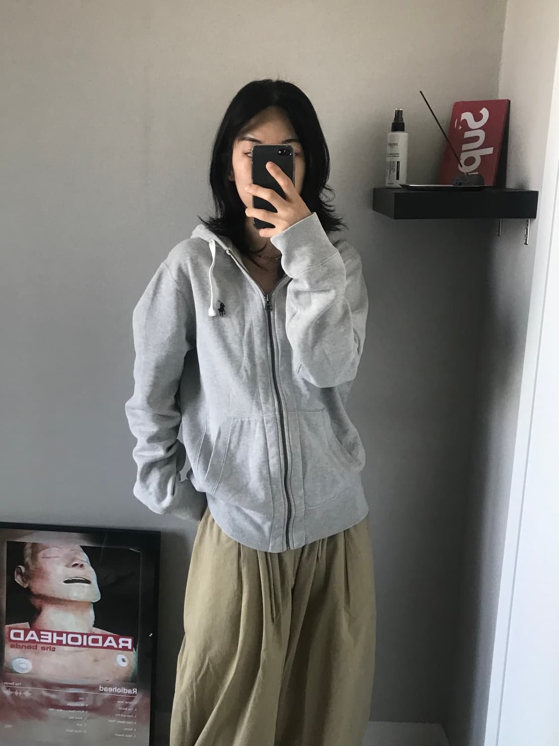 폴로 랄프로렌 포니로고 써멀 헤비 그레이 후드집업 상품이미지2