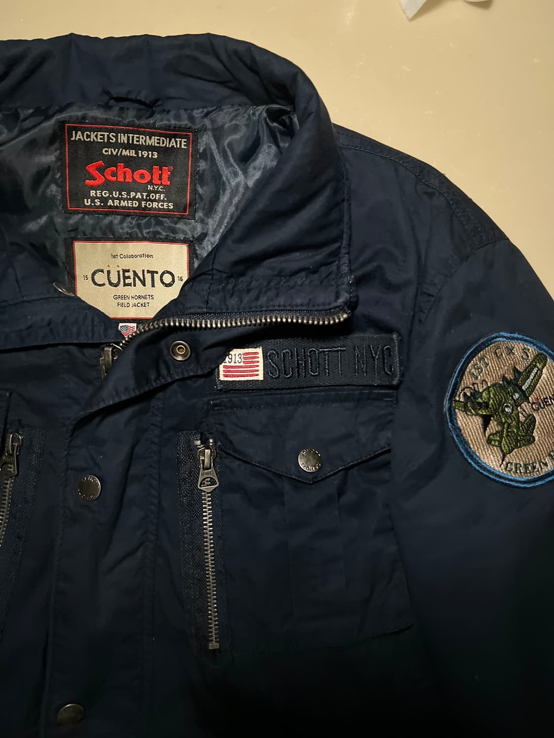 Schott x Cuento 네이비 필드자켓 상품이미지1