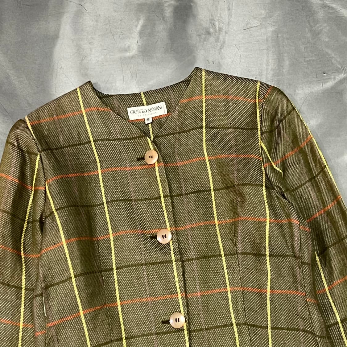  조르지오 아르마니 스트라이프 논카라 자켓 y15929 상품이미지3