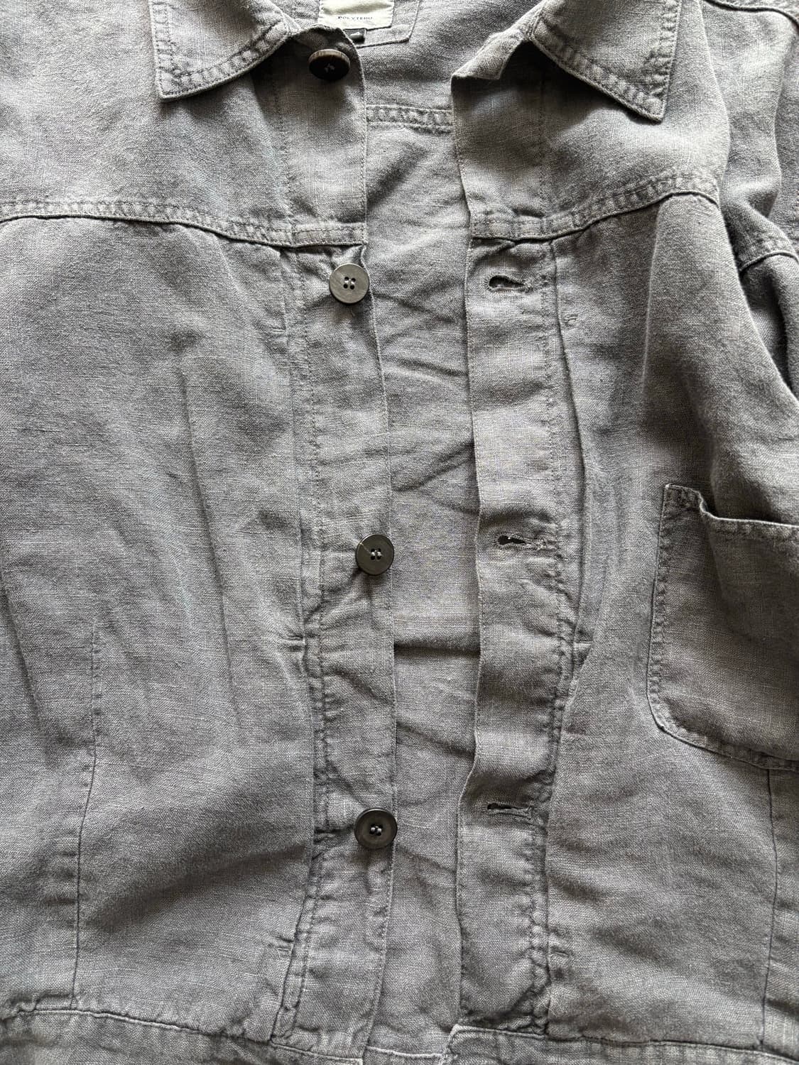 폴리테루 린넨 트러커 자켓 블루 4 size 상품이미지4