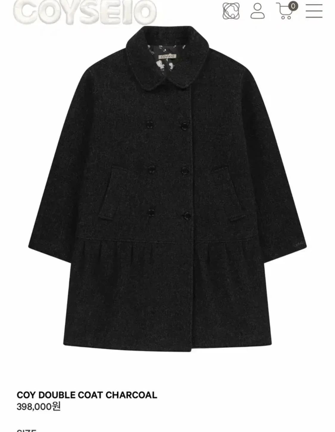 코이세이오 더블 코트 차콜 1사이즈 상품이미지1