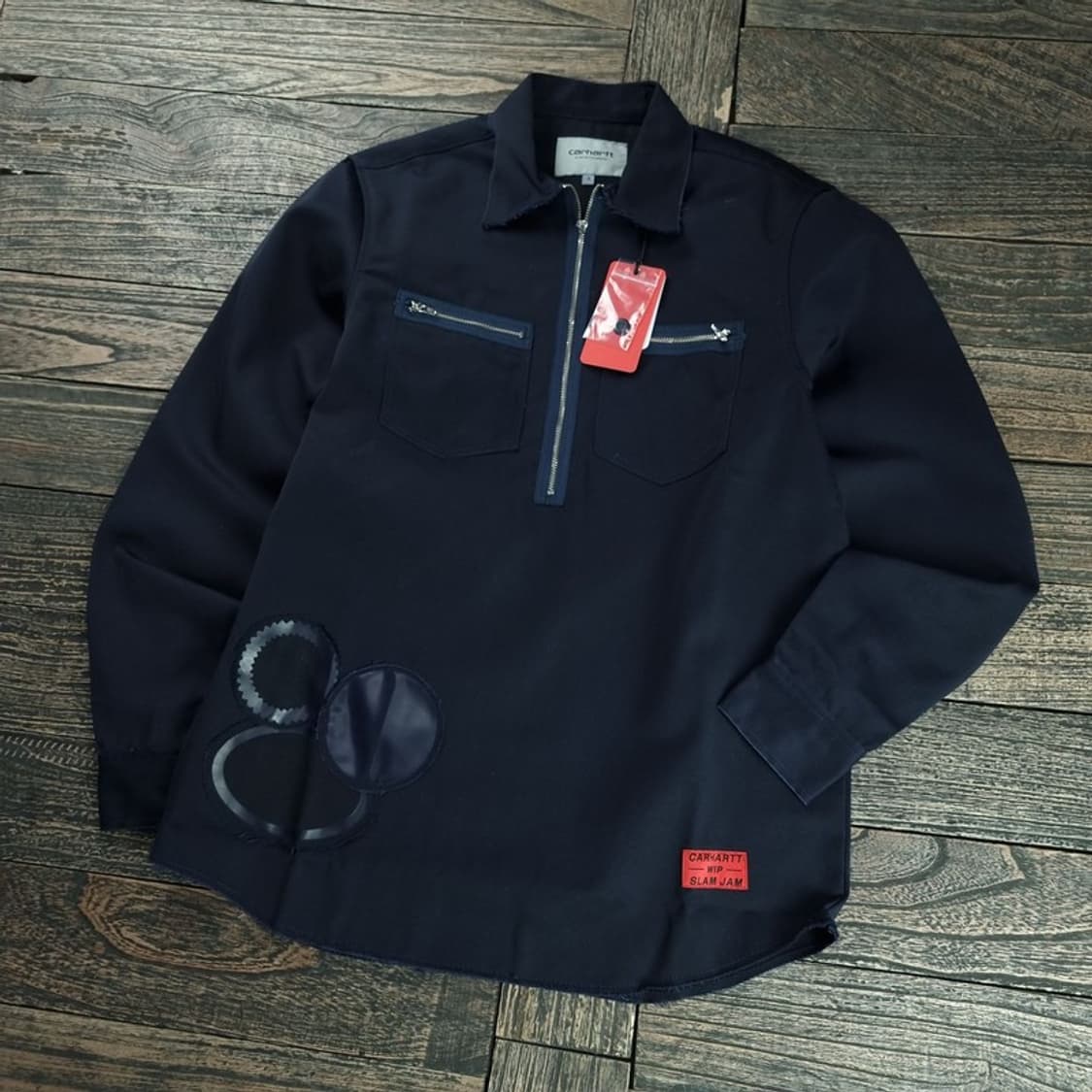 [칼하트 X 슬램잼](새상품)하프 집업 풀오버 셔츠 네이비 P01414 상품이미지1