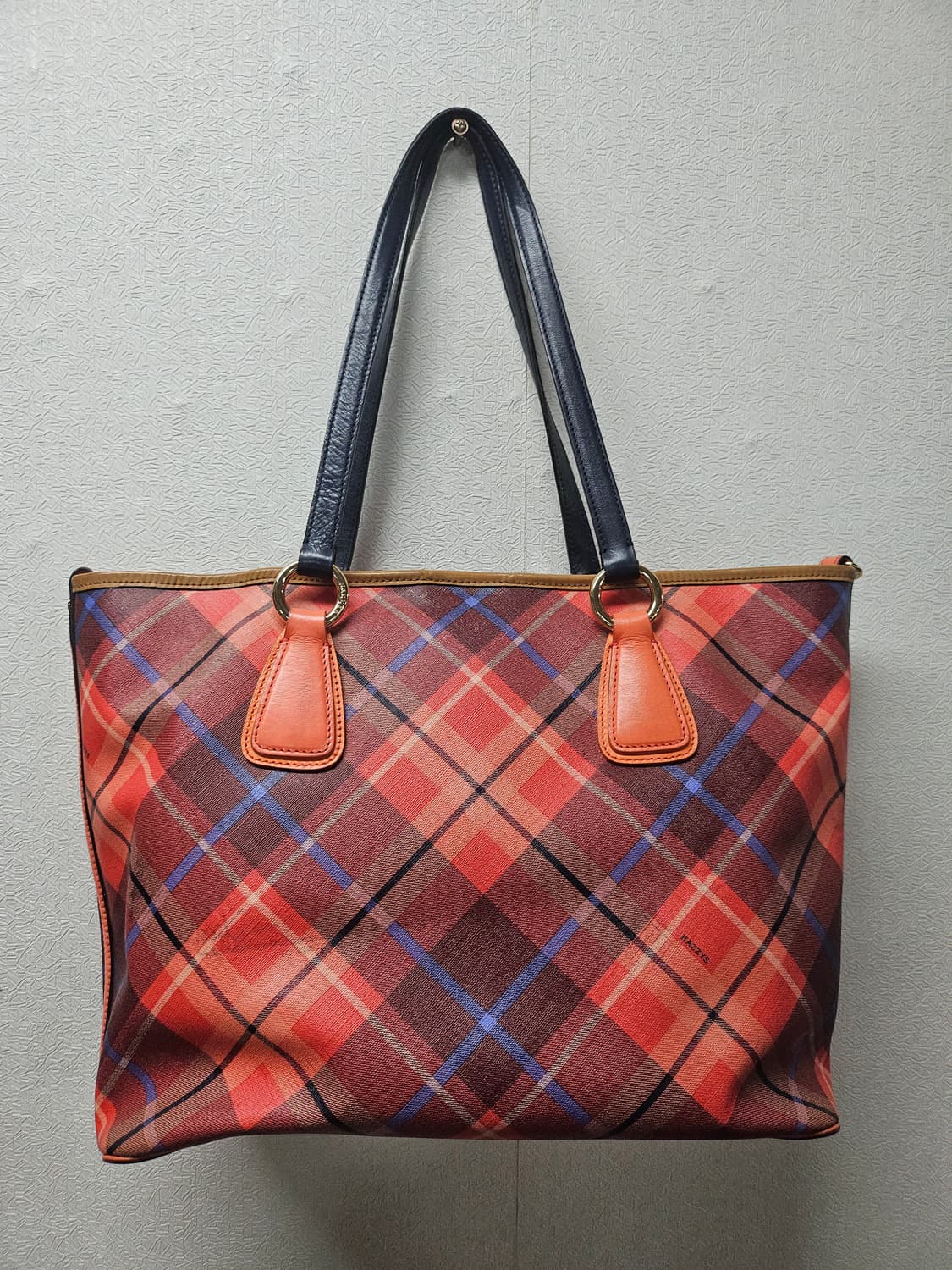 헤지스  WALES CHECK 레드 뉴 체크 패턴 쇼퍼백 상품이미지2