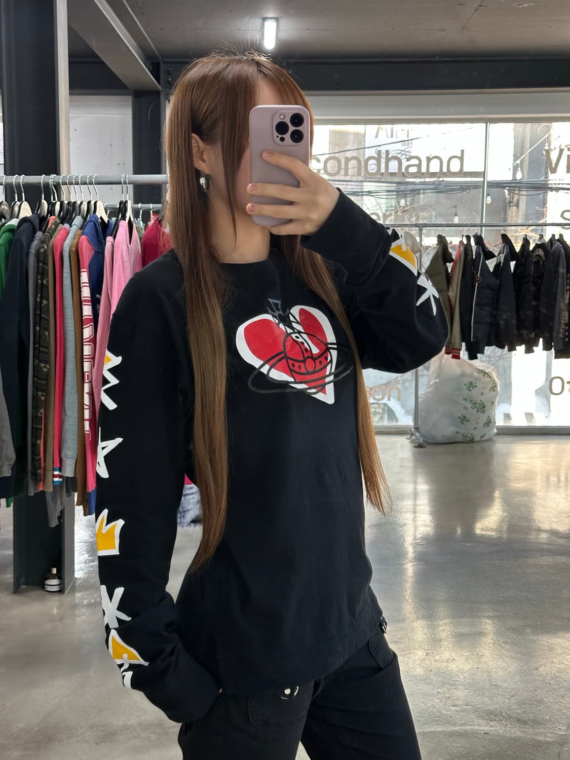 비비안웨스트우드 레드라벨 Orb하트빅로고 그래픽 슬릿 롱슬리브 상품이미지3