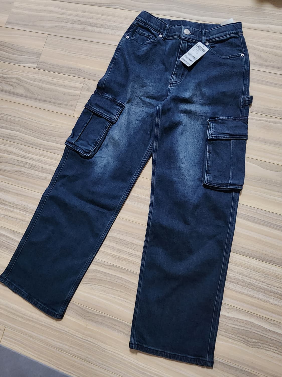 행텐히든밴딩카고스판데님팬츠청바지 상품이미지1