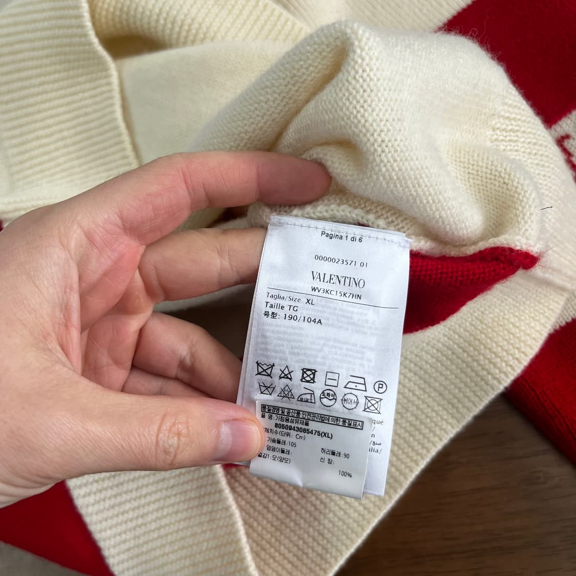 발렌티노 크루넥 울니트 XL 상품이미지6