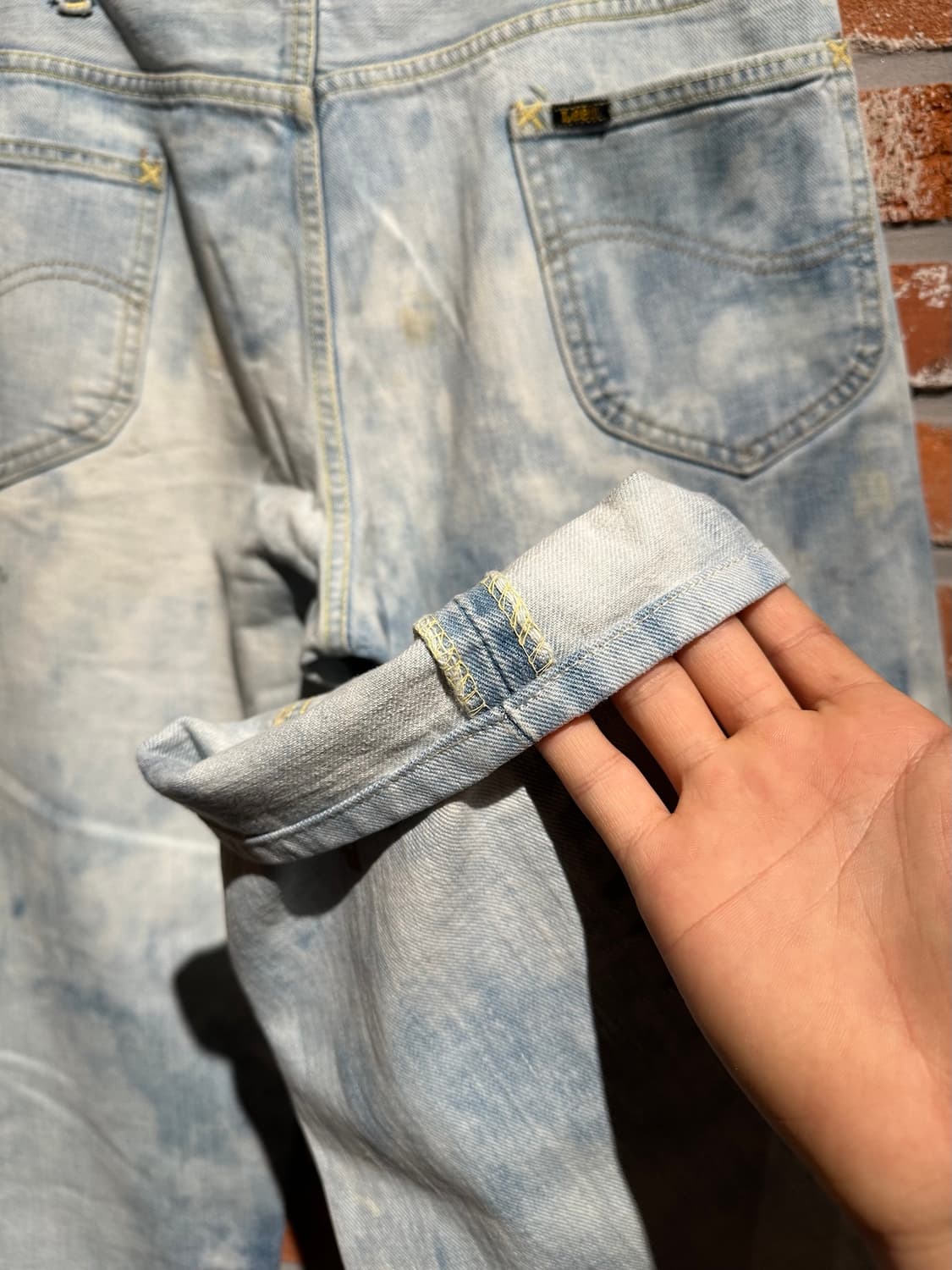 70s USA LEE 빈티지 리 200z 블랙 사이드 탭 데님 팬츠 상품이미지8