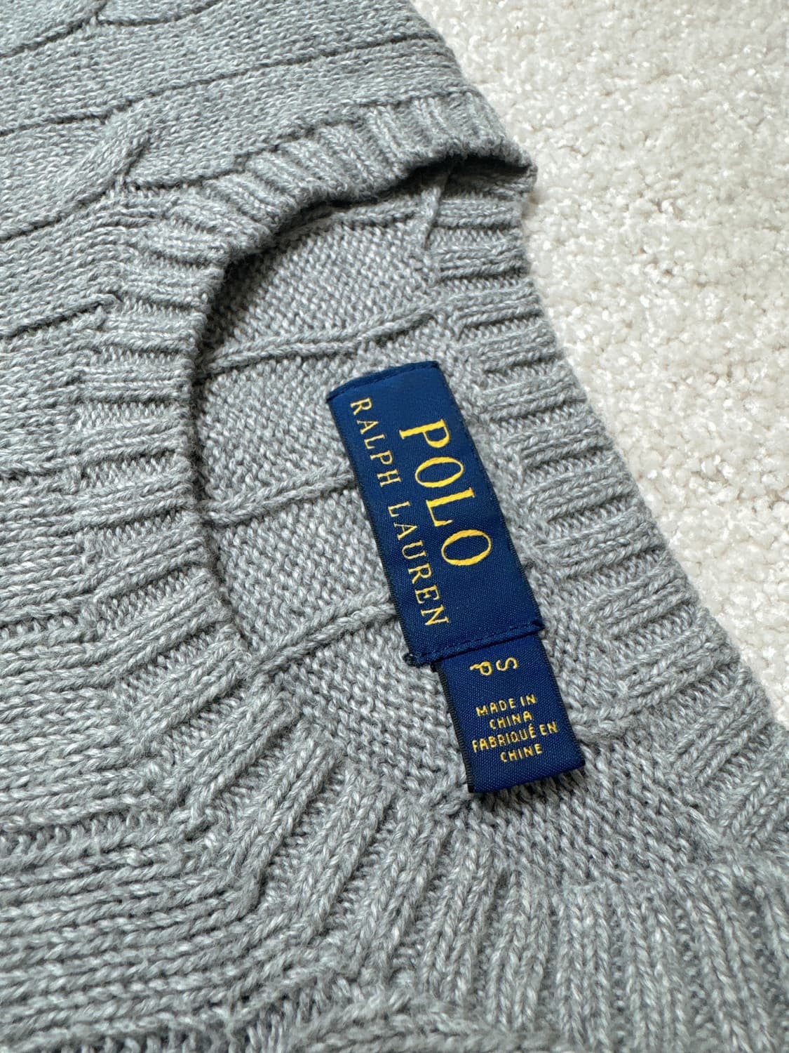 폴로 랄프로렌 회색 케이블 (꽈배기) 니트 스웨터 상품이미지5