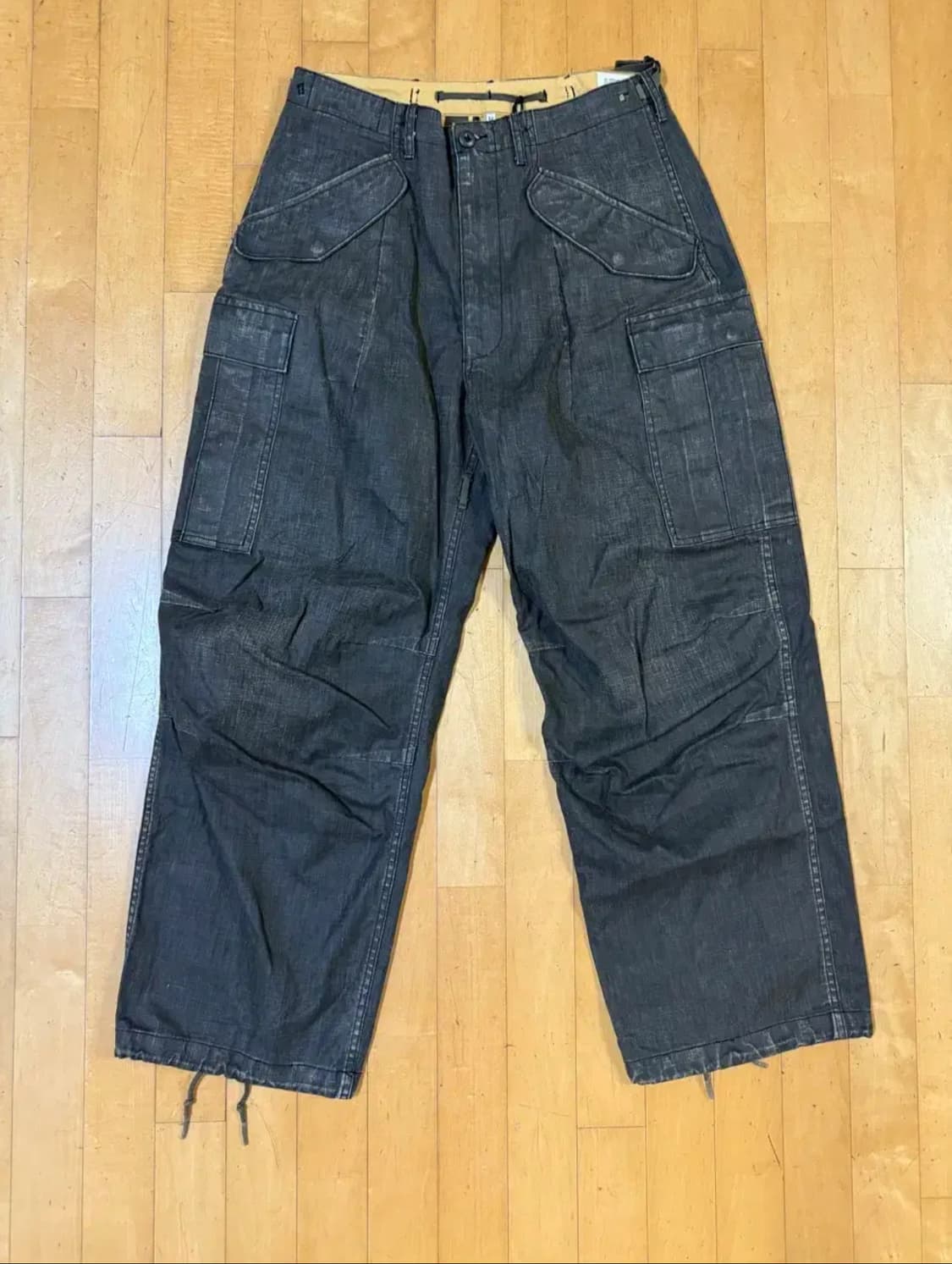 32) R13 마크 밀리터리 카고 팬츠 코티드블랙 상품이미지1