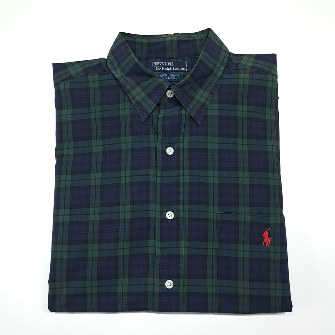 CL500 L 폴로 90s 말레이시아판 코튼 블랙워치 레드포니 셔츠 상품이미지7