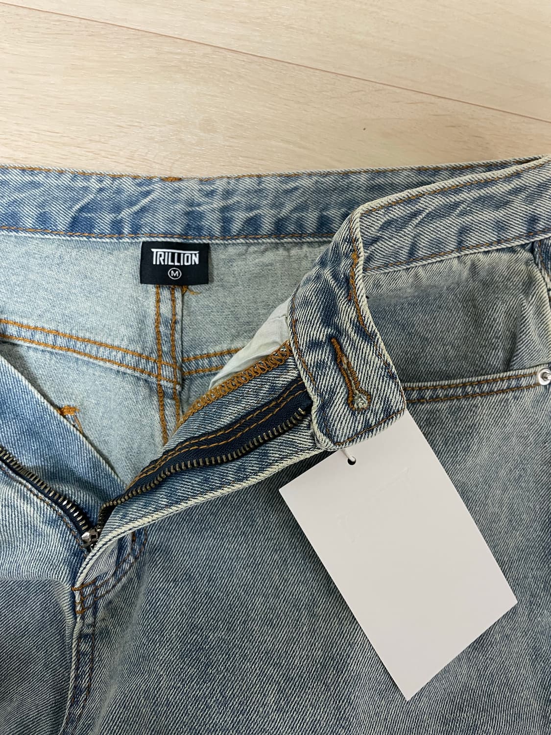 트릴리온 바이오스톤 워싱 와이드 데님 팬츠 (BEIGE BLUE) 상품이미지3