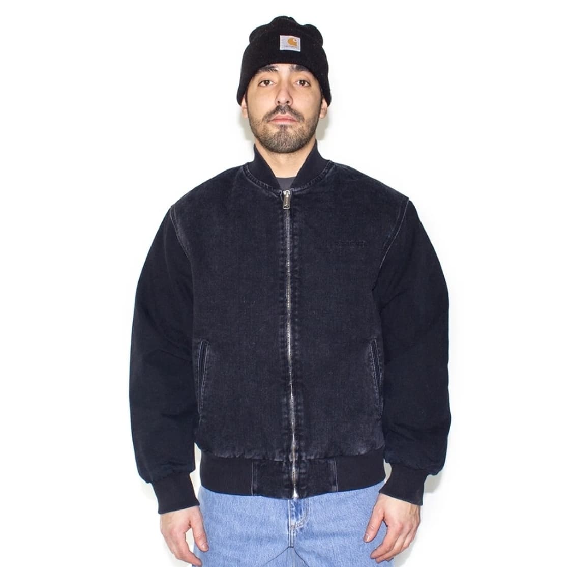 칼하트윕 오가닉 코튼 메이틀랜드 데님 팍손 봄버 블랙 스톤 워시드 상품이미지3