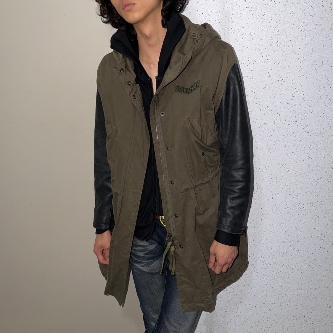 00s 디젤 레더 슬리브 피쉬테일 야상 상품이미지2