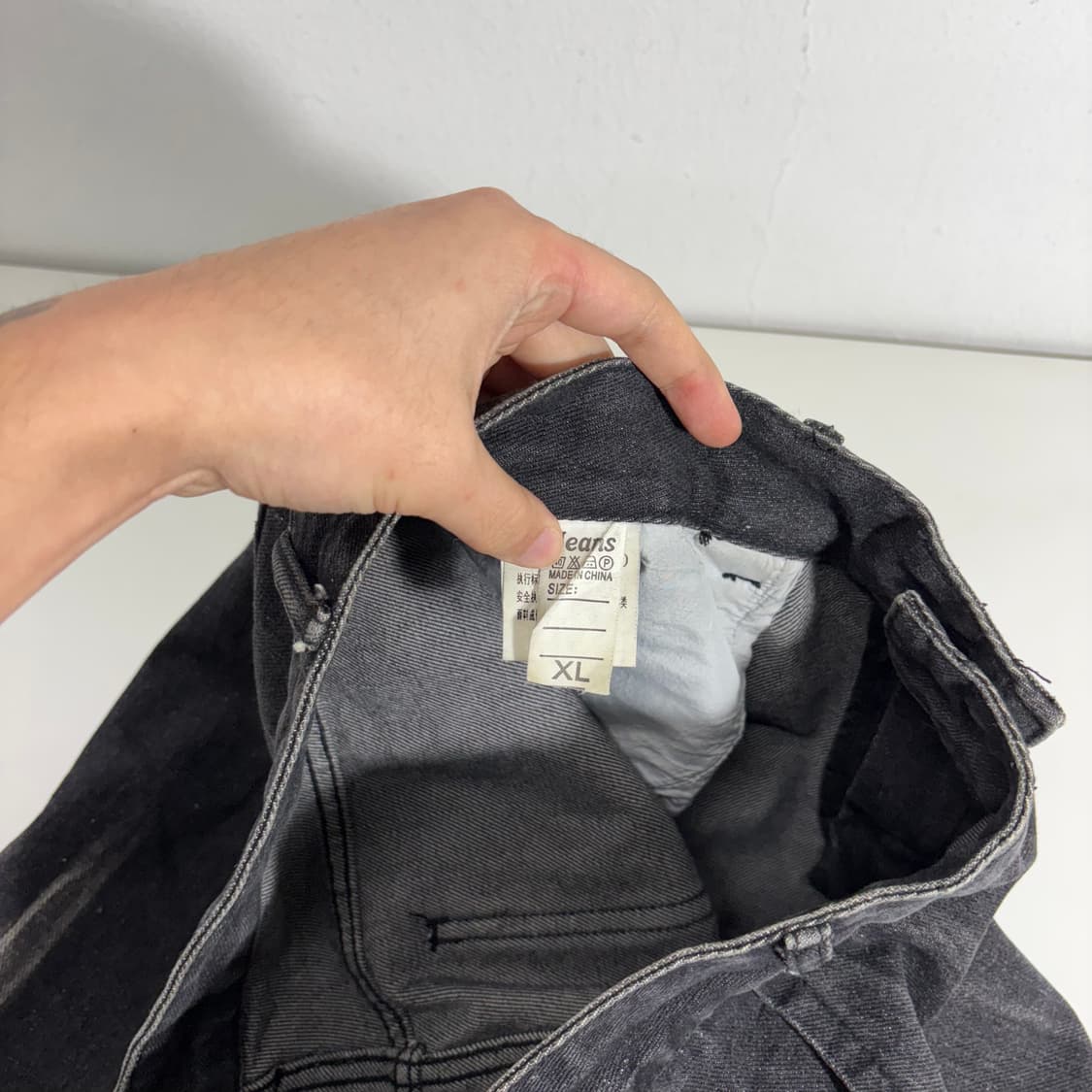 XL 빈티지 블랙워시드 로고프린팅 일자핏 데님팬츠 청바지 상품이미지5