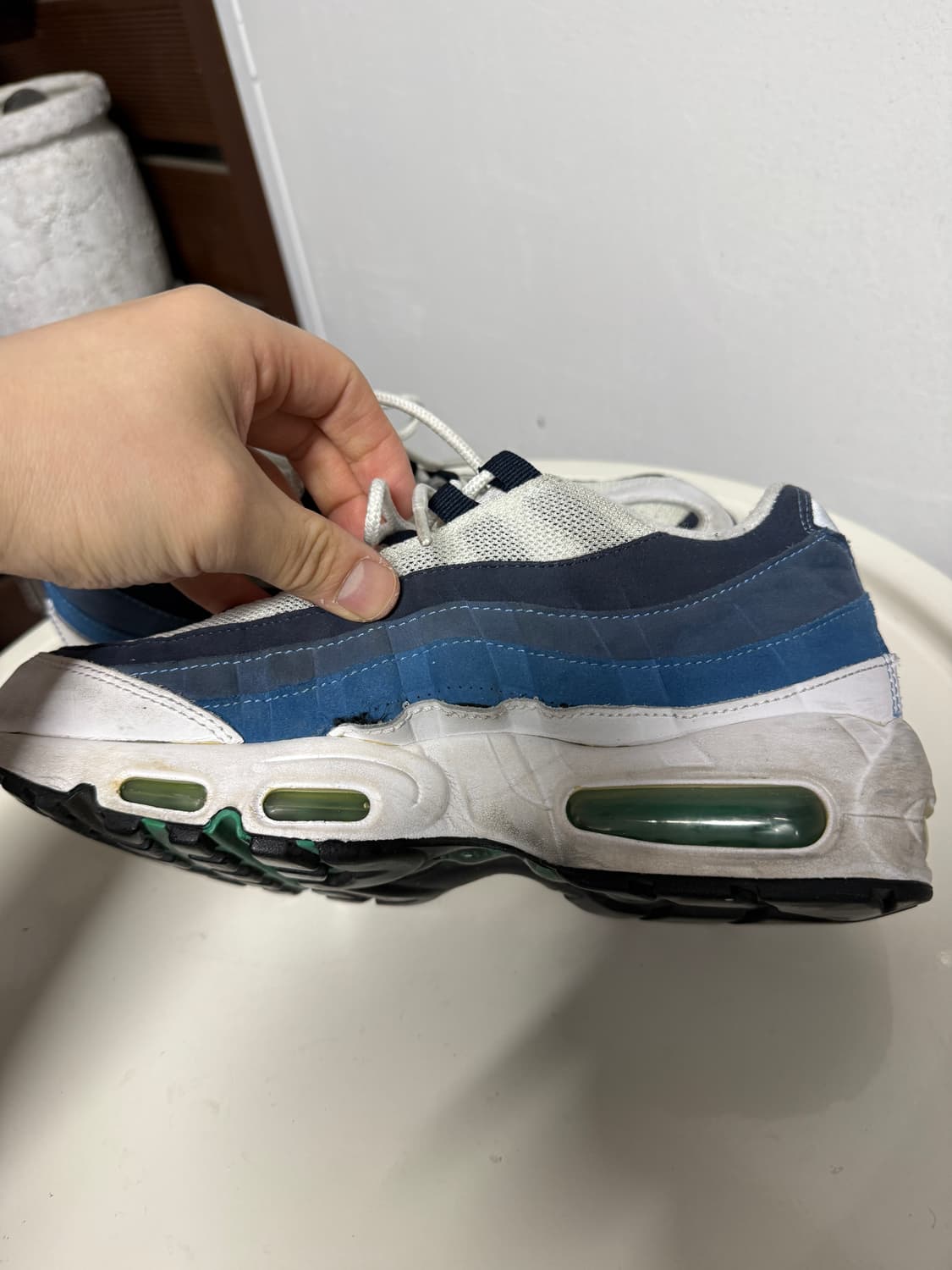 (실밥풀림) 나이키 에어맥스 95 화이트 슬레이트 블루 260 상품이미지7